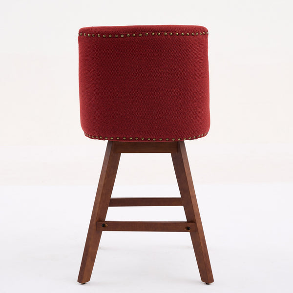 English Elm Counter Curved Back Swivel Barstool with Thick Cushioned Seat, 360° Rotation, Durable Rubberwood Frame, Supports 300 lbs WINE RED W1143P237898