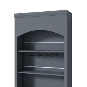 English Elm Modern Tall Kitchen Pantry Set of Two with Faux Marble Top and Glass Holders Gray SP000175AAE