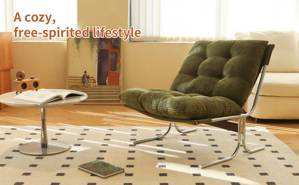 English Elm Modern Wingback Accent Chair Faux Leather Upholstery Chrome X Frame Living Room Green W2105P440976