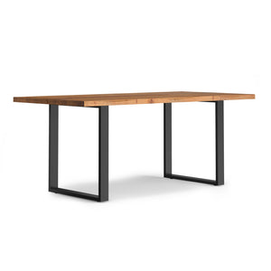 English Elm Fieldcrest Solid Acacia Dining Table with Live Edge Top and Black U-Shaped Iron Legs, 72" Natural B136P203502