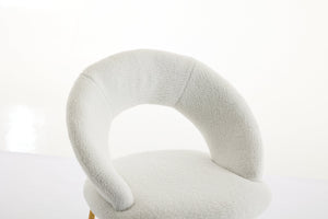 English Elm 061-Set Of 1 Cozy Teddy Fabric Dining Chair With Curved Backrest & Chic Gold Legs For Modern Spaces W527P255479