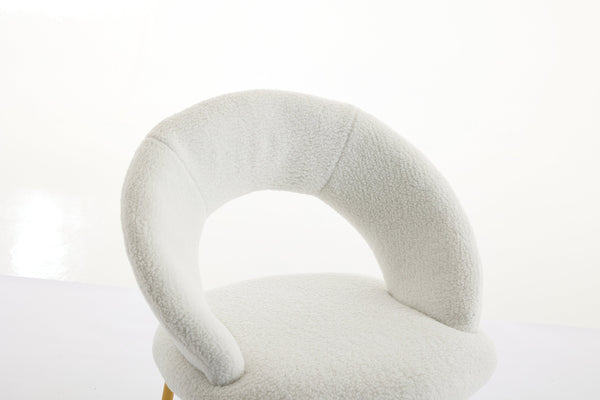 English Elm 061-Set Of 1 Cozy Teddy Fabric Dining Chair With Curved Backrest & Chic Gold Legs For Modern Spaces W527P255479