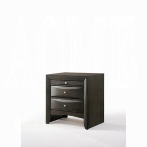 English Elm 1pc Velvet Tufted Nightstand with Faux Marble Top, Crystal Knobs and Two Drawers for Luxe Bedroom Gray 21 L x 30 W x 30 H B2741P321722