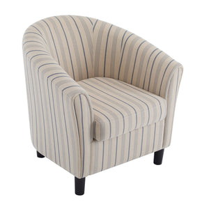 English Elm Christopher Knight Home® - Barrel Upholstered Striped Accent Chair Beige/Blue – Channel-Stitched Fabric, Solid Wood Legs, Cozy Elegance N776P237265S