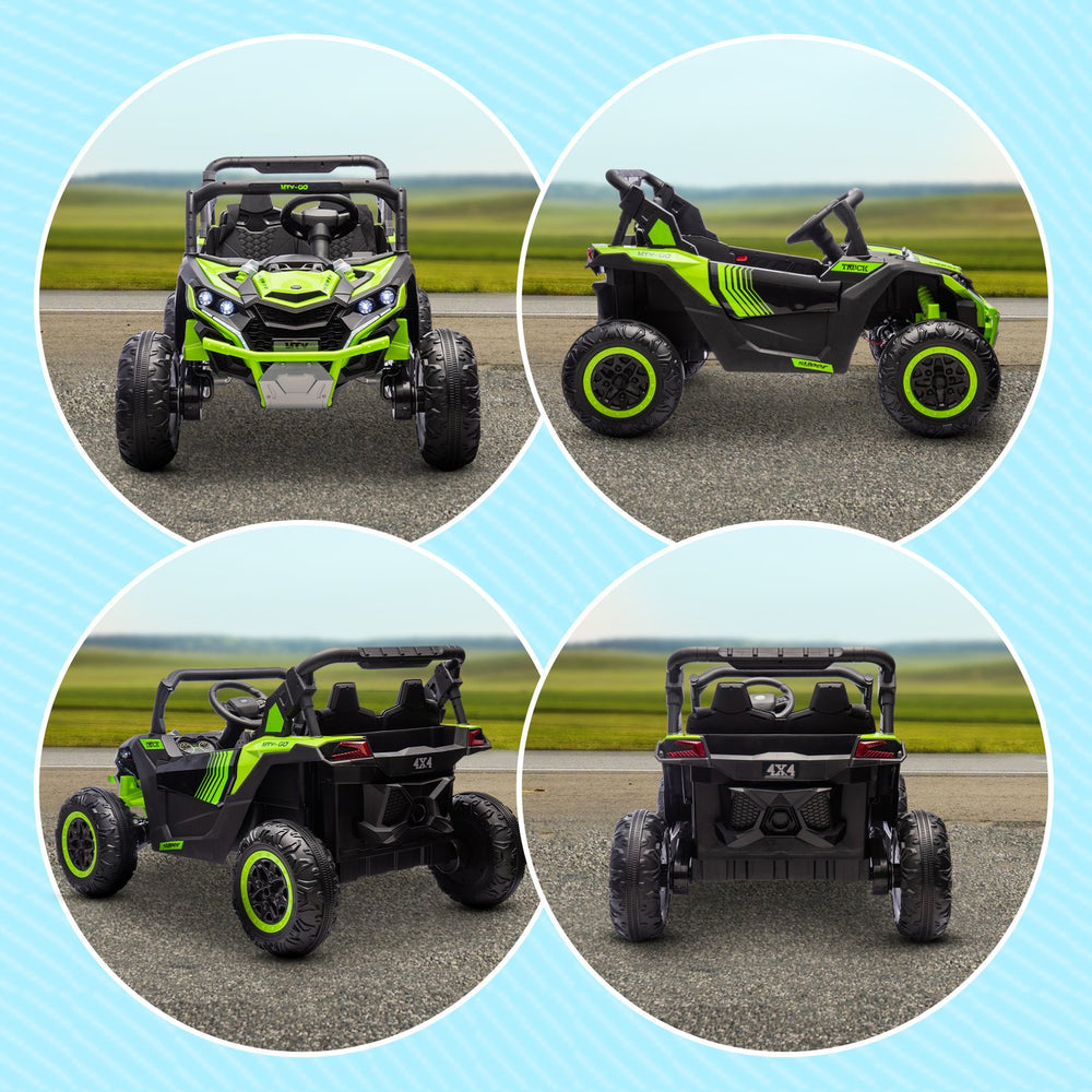 English Elm Aosom 12v Electric Kids Ride on Utv with Remote Control Suspension and Music System Green W2225P229516