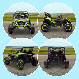 English Elm Aosom 12v Electric Kids Ride on Utv with Remote Control Suspension and Music System Green W2225P229516