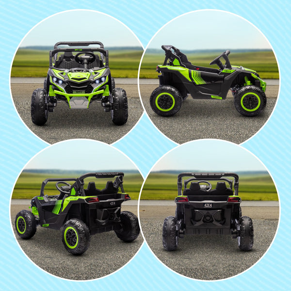 English Elm Aosom 12v Electric Kids Ride on Utv with Remote Control Suspension and Music System Green W2225P229516