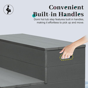 English Elm Hot Tub Aluminum Spa Steps with Wpc Wood Grain Treads and Side Handles 600lb Rated W1859P427405