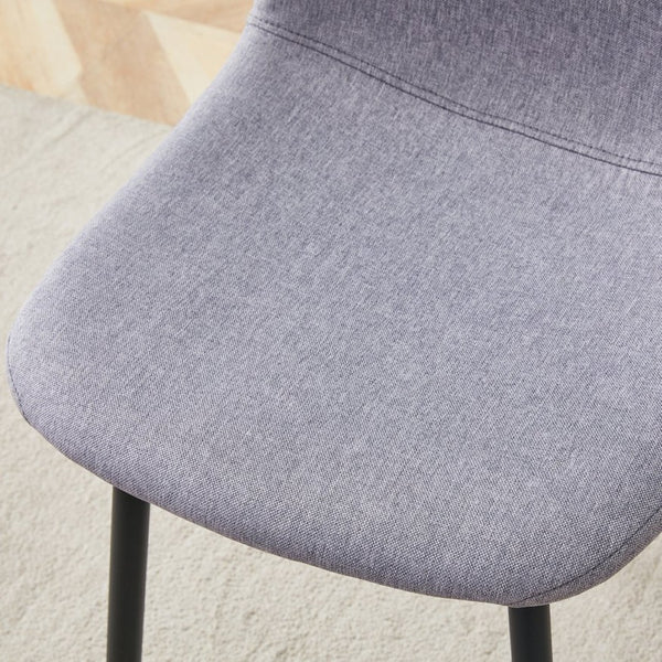 English Elm Table Set With Modern Transparent Glass Top & 4 Light Gray Linen Dining Chairs For Stylish Spaces W1151S03669-GIGA