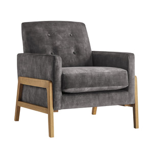 English Elm Matson Tufted Back Accent Chair with Plush Foam, Coil Spring Support, Textured Polyester Upholstery Dark Gray B050P390603