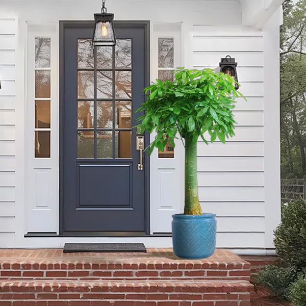 English Elm Set Of 3 Antique Blue Ceramic Flowerpots - Artisan Planters For Garden, Patio & Indoor Decor W3273P321480-GIGA