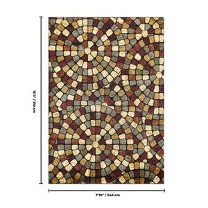 English Elm Bristol Tile Inspired Geometric Area Rug Low Pile for Dining and Living Spaces B186P452301