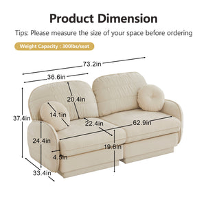 English Elm Chenille Cloud Loveseat with Quilted Back Pillows Deep Seat Comfort for Living Room W714S01747