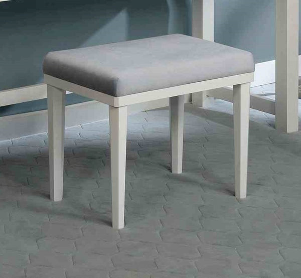 English Elm Glam Elegant Vanity Set with LED Mirror, Plush Stool, Ample Storage, Felt-Lined Drawers, Chic Finish White 65 L x 25 W x 15 H B2741S00682