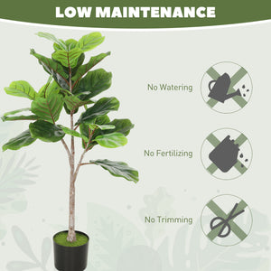 English Elm 3.58 Ft Faux Fiddle Leaf Fig Potted Tree with Flocked Soil for Modern Home Decor T3971P390322