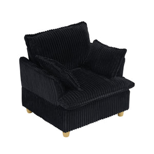 English Elm This Corduroy Single Seat Sofa with Ottoman Brings Retro Texture to Any Cozy Nook W1658P254581