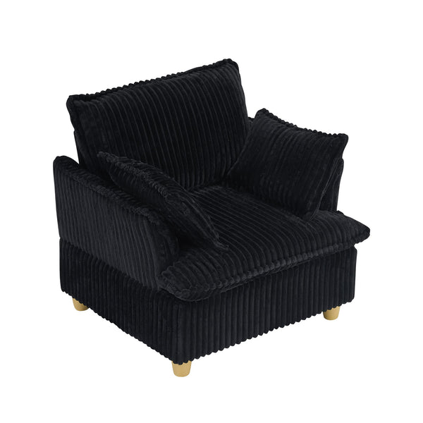 English Elm This Corduroy Single Seat Sofa with Ottoman Brings Retro Texture to Any Cozy Nook W1658P254581