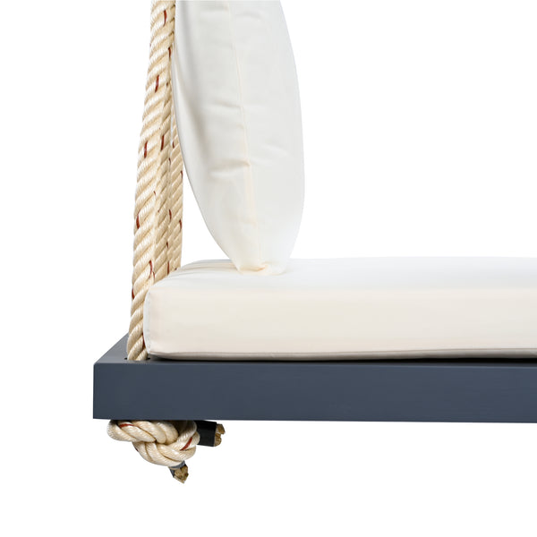 English Elm TOPMAX Acacia Wood Patio Swing Chair with Cushion & Pillows, 63" Comfortable Seat, 400lb Capacity Gray N717P210136E