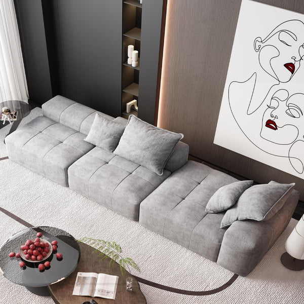 English Elm Modern Modular Sectional Sofa Set In Sparkling Chenille - 4-Piece Diy Design With Ottoman & Pillows W1885S00056