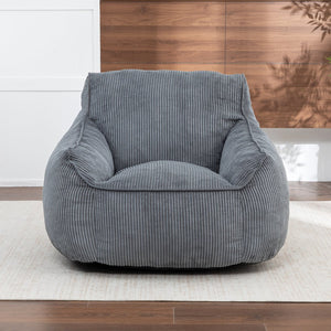 English Elm Giant Corduroy Bean Bag Sofa with Armrests Foam Filled Cozy Adult Lounge Chair Dark Gray W2200P442800