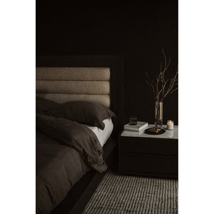 English Elm Ashcroft Channel Tufted Upholstered King Bed Tall Headboard Acacia Wood Accent Frame B2769S00016