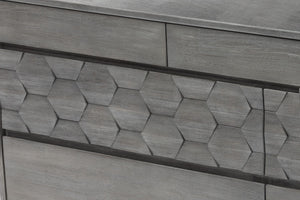 English Elm Makena Six Drawer Acacia Wood Dresser with Honeycomb Relief Sculpted Gray Finish B2736P464858