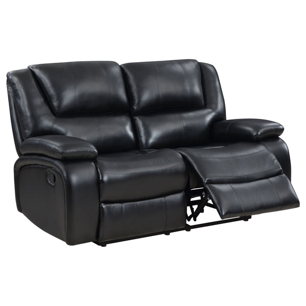 English Elm Elodie Black 2-Piece Reclining Sofa Set with Tufted Faux Leather, Pillowtop Arms & Plush Legrests B062S01113