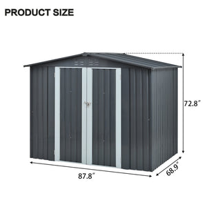 English Elm Metal Galvanized Steel Outdoor Shed with Double Doors for Backyard Tool Storage W5006S00001