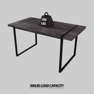 English Elm 59 Inch Industrial Farmhouse Dining Set with Mdf Table and Six Upholstered Chairs Black W2189S00926