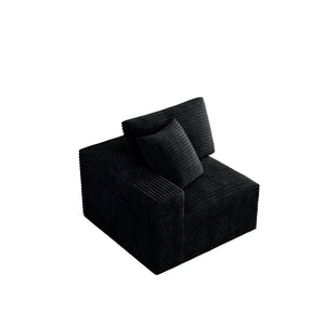 English Elm Sp-009m-black-lr Plush Corduroy Modular Sectional Reversible Chaise for Living Room W3819P448408