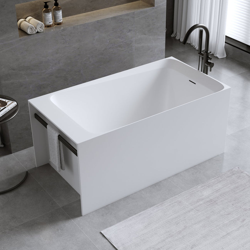 English Elm 51'' Resin Stone Freestanding Soaking Tub Matte White Spa Bath with Overflow Drain W2753P294506