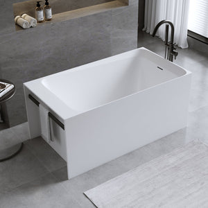 English Elm 51'' Resin Stone Freestanding Soaking Tub Matte White Spa Bath with Overflow Drain W2753P294506