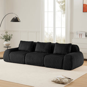 English Elm 114" Modular Cloud Sectional Flannelette Sofa Deep Seat Boneless Foam Living Room Couch W714S01532
