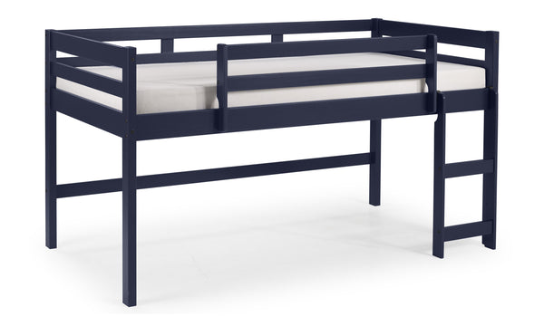 English Elm Lara Twin Loft Bed in Navy Blue Solid Pine with 13 Slat System, Guardrail & Reversible Ladder B2726P277884