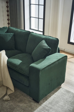 English Elm Modern U Shaped 6-Seat Sectional Sofa with Ottoman and 3 Toss Pillows, Corduroy Modular Comfort and Durable Frame Green W2363S00042