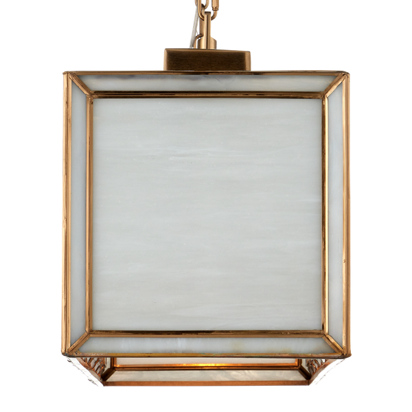 Daze Rectangular Chandelier - Elegant White Milk Glass & Antique Brass Design for Dining Spaces