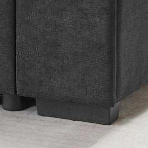 English Elm Ollie Woven Fabric Sleeper Sectional with Storage Chaise Usb Charging Pocket Coil Black B2749S00353