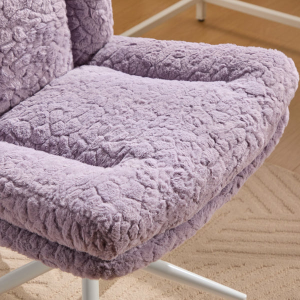 English Elm W26.4 Plush faux alpaca wide seat office chair with double cushion, 360° swivel, ergonomic chic design Violet W1143P369103