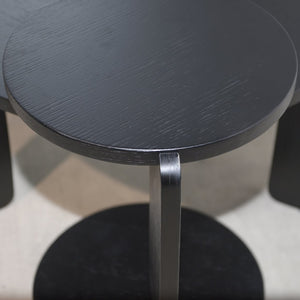 English Elm 32.68 Inch Black Oak Veneer Nesting Round Coffee Table Set for Modern Living Rooms W2899P435699