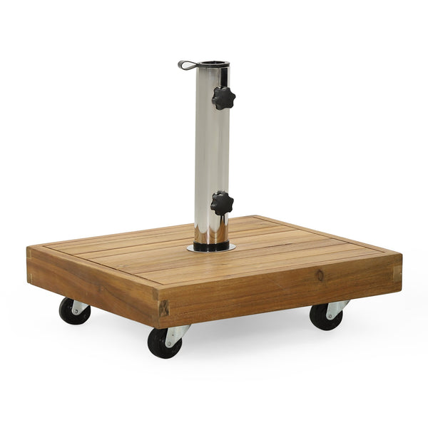 English Elm Christopher Knight Home® - RALPH Teak Square Umbrella Base – 40 lb Concrete & Acacia Wood, Stainless Tube, Fits 1.57–1.77" Poles 71822.00