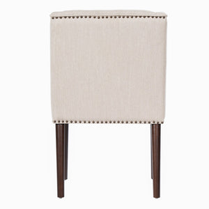 English Elm Light Luxury Rivet Trim Linen Upholstered Dining Chairs Rubberwood Tufted Set Beige,Walnut N768P403745W