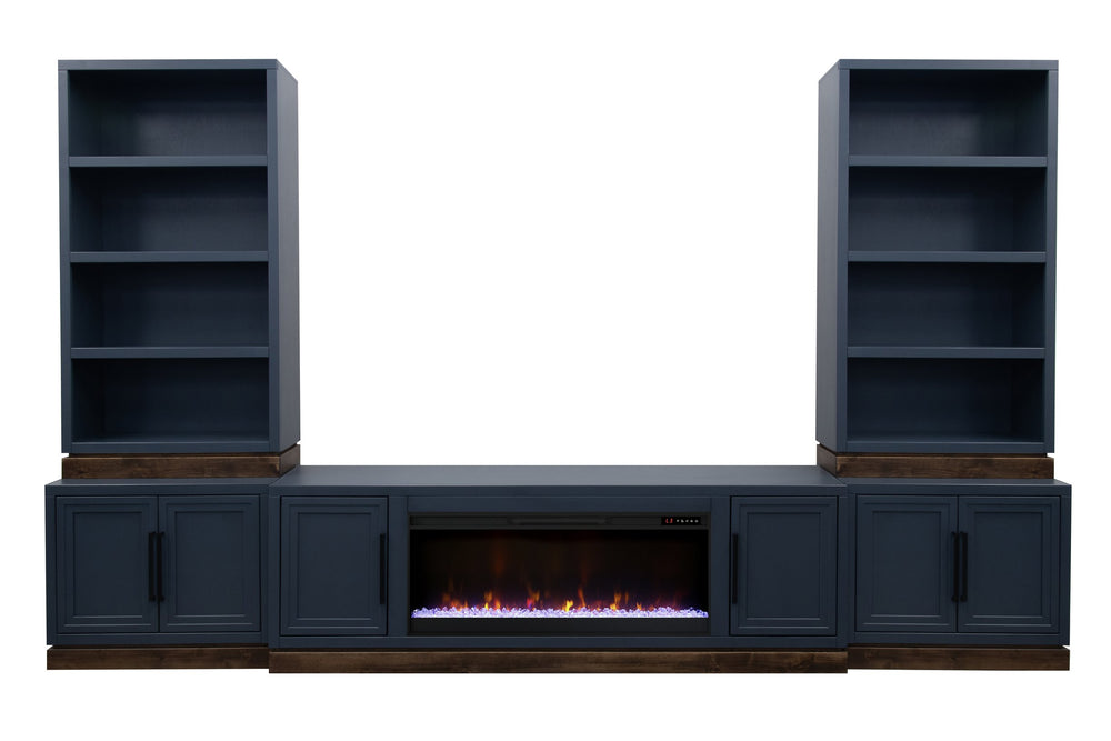 English Elm Nora Modular Two-Door Base Cabinet with Cable Management, Two-Tone Poplar & Alder Finish, Ready to Use Blue B108P345191