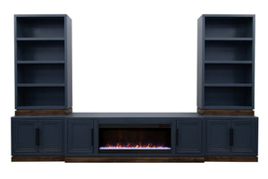 English Elm Nora Modular Two-Door Base Cabinet with Cable Management, Two-Tone Poplar & Alder Finish, Ready to Use Blue B108P345191