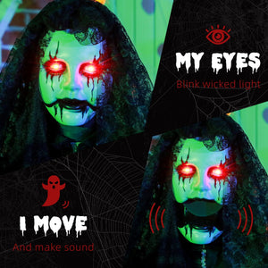 English Elm Homcom 67" Life-Size Animated Ghost Bride With Creepy Sounds, Red Eyes, And Touch Activation For Halloween Fun! W2225P229495