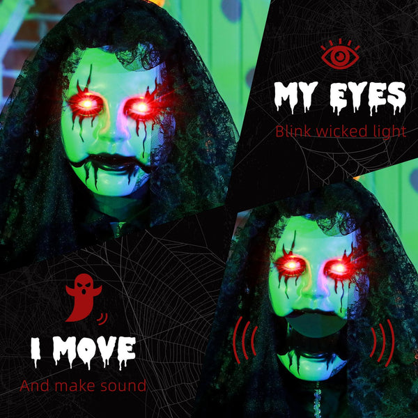 English Elm Homcom 67" Life-Size Animated Ghost Bride With Creepy Sounds, Red Eyes, And Touch Activation For Halloween Fun! W2225P229495