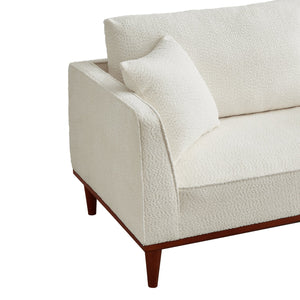 English Elm Indoor Boucle Chaise Lounge with Detachable Ottoman Convertible Daybed Bedroom Reading Nook White W5515P438681