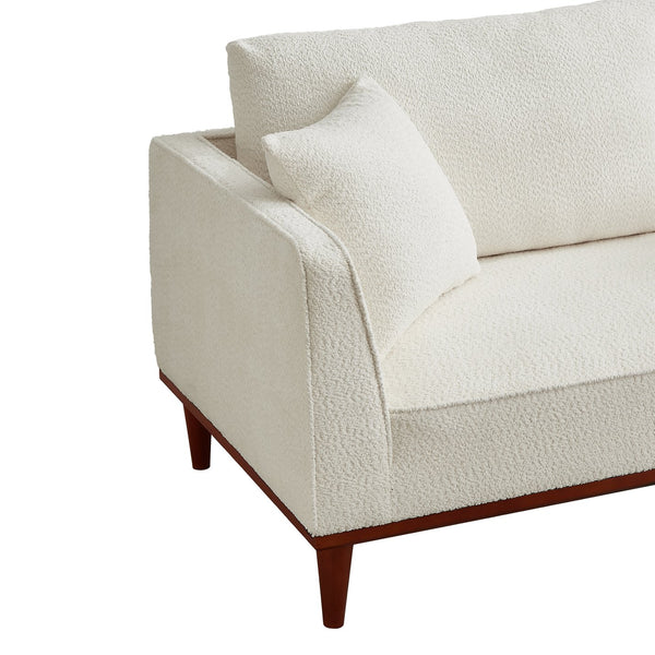 English Elm Indoor Boucle Chaise Lounge with Detachable Ottoman Convertible Daybed Bedroom Reading Nook White W5515P438681