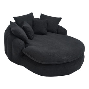 English Elm Oversized Memory Foam Chenille Bean Bag Sofa with Ergonomic Back Support, 3 Large & 2 Small Pillows Black W395P359415