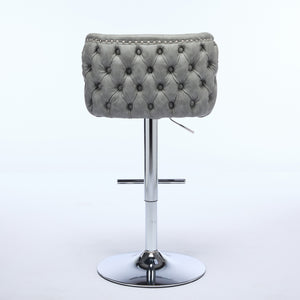English Elm A&A Modern Swivel Barstools Set Of 2, Adjustable Height With Chrome Base, Ergonomic Gray Pu Leather W1143P193493