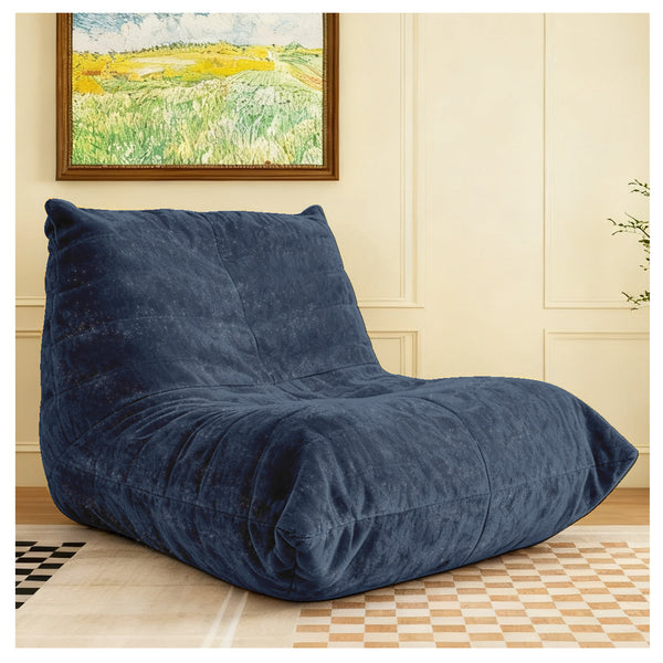 English Elm Ftmmc-lanse Chenille Bean Bag Chair Full Body Support for Reading and Media Rooms Blue W3737P458675